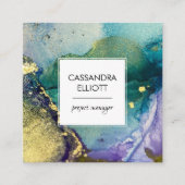 Abstracte goudkleurige goudvetten met vloeiende k vierkante visitekaartje (Voorkant)