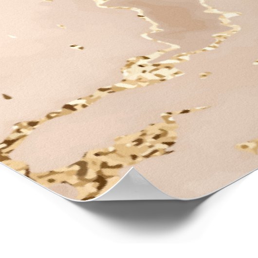 Abstracte goudmarmer met glittergolven poster (Hoek)