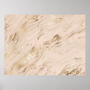 Abstracte goudmarmer met glittergolven poster