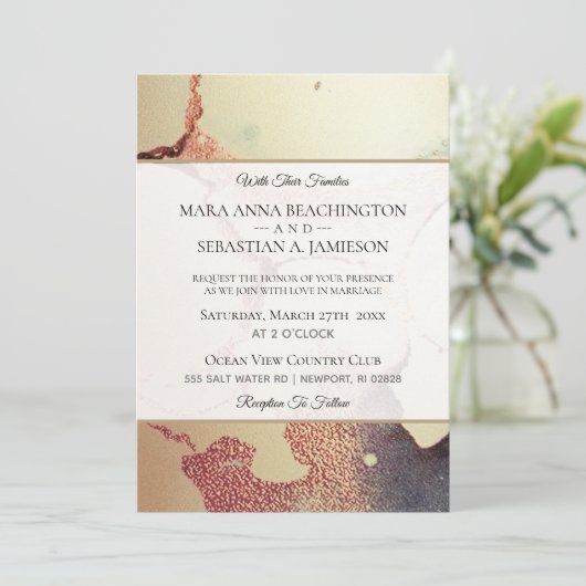 *~* Abstracte goudolie Glitter Elegant Wedding Kaart (Staand voorkant)