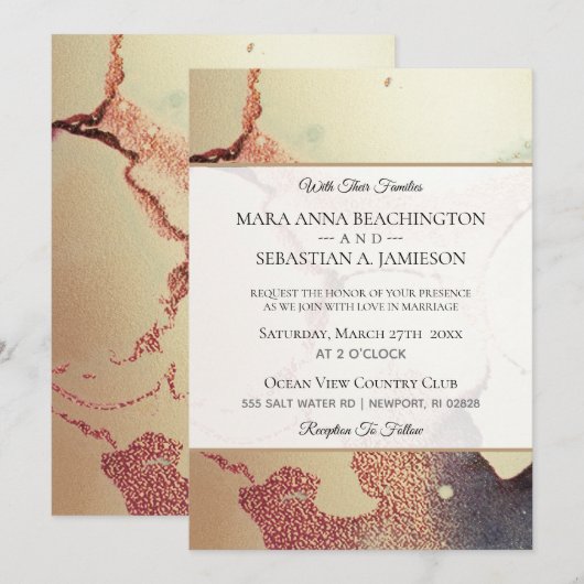 *~* Abstracte goudolie Glitter Elegant Wedding Kaart (Voorkant / Achterkant)