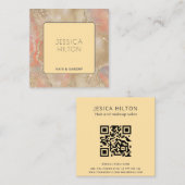 Abstracte goudpastelwasprogramma's met goudglitter vierkante visitekaartje (Voorkant / Achterkant)