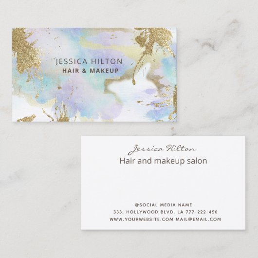 Abstracte goudpastelwasprogramma's met goudglitter visitekaartje (Voorkant / Achterkant)