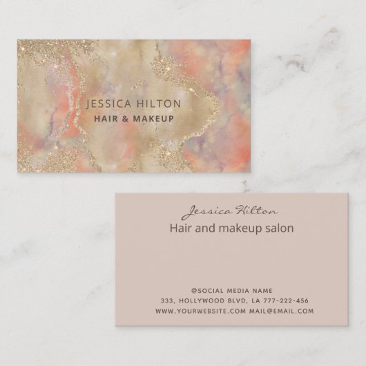 Abstracte goudpastelwasprogramma's met goudglitter visitekaartje (Voorkant / Achterkant)