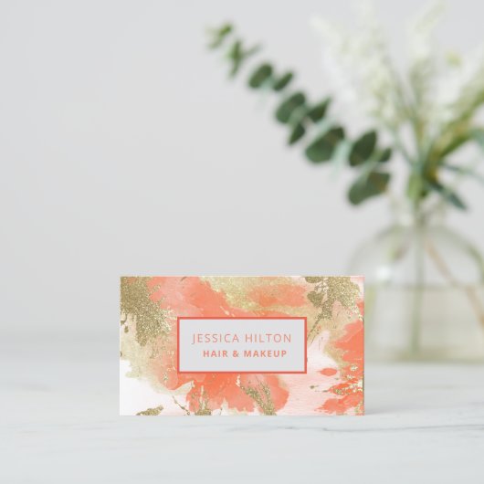 Abstracte goudpastelwasprogramma's met goudglitter visitekaartje (Staand voorkant)