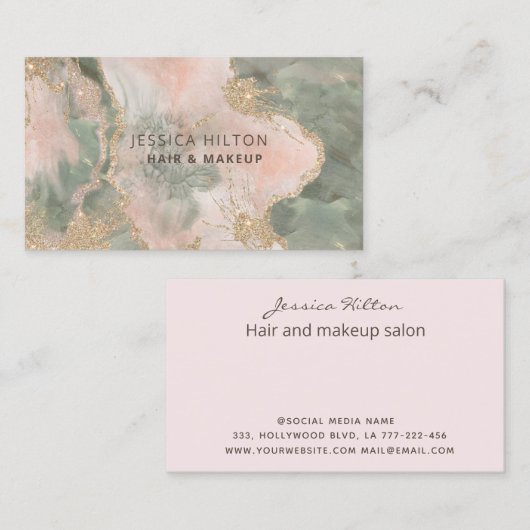 Abstracte goudpastelwasprogramma's met goudglitter visitekaartje (Voorkant / Achterkant)