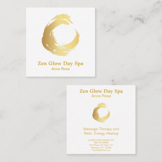*~* Abstracte goudpenseel Reiki Zen Yoga Meditatio Vierkante Visitekaartje (Voorkant / Achterkant)