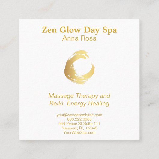 *~* Abstracte goudpenseel Reiki Zen Yoga Meditatio Vierkante Visitekaartje (Achterkant)