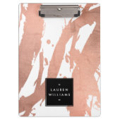 Abstracte goudpenseelstreken van Roos op wit Klembord (Voorkant)