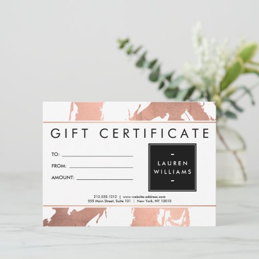 Abstracte goudpenseelstreken van Roos op witte Kaa (Staand voorkant)