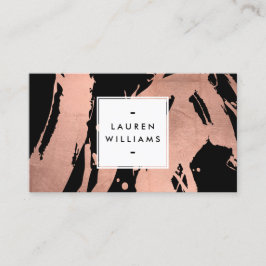 Abstracte goudpenseelstreken van Roos op zwart Visitekaartje