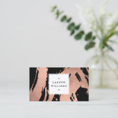 Abstracte goudpenseelstreken van Roos op zwart Visitekaartje (Staand voorkant)