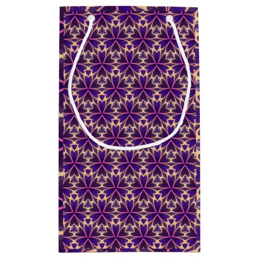 Abstracte goudroze bloemen klein cadeauzakje (Achterkant)