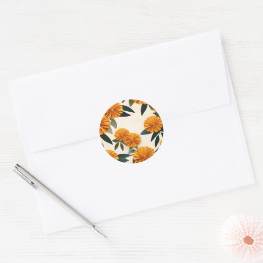 Abstracte goudsbloemen ronde sticker (Envelop)
