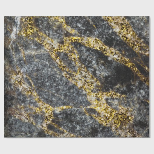 Abstracte goudsparken met rotsachtige textuur cadeaupapier (Vlak)