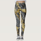 Abstracte goudsparken met rotsachtige textuur leggings (Voorkant)
