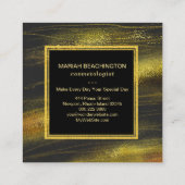 *~* Abstracte goudstof en zwart opwindend zwart Vierkante Visitekaartje (Achterkant)