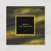 *~* Abstracte goudstof en zwart opwindend zwart Vierkante Visitekaartje (Voorkant)