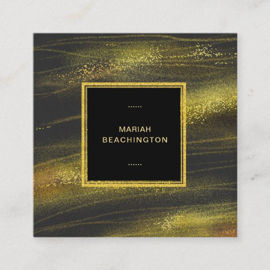 *~* Abstracte goudstof en zwart opwindend zwart Vierkante Visitekaartje (Voorkant)
