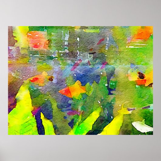 Abstracte goudvis Bowl Aquarium Waterverf 2 Poster (Voorkant)