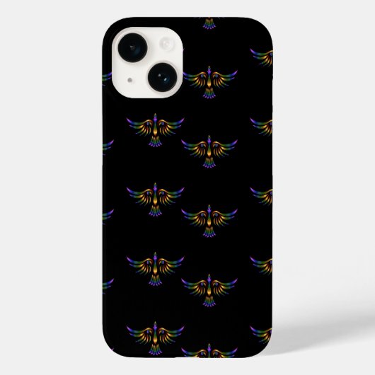 Abstracte goudvogel, paars en groen, zwart Case-Mate iPhone case (Achterkant)