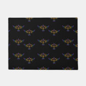 Abstracte goudvogel, paars en groen, zwart deurmat (Voorkant)