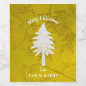 Abstracte goudwitte kerstboom wijn etiket (Enkel label)