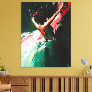 Abstracte Grace in Motion - olieverfschilderij Canvas Afdruk