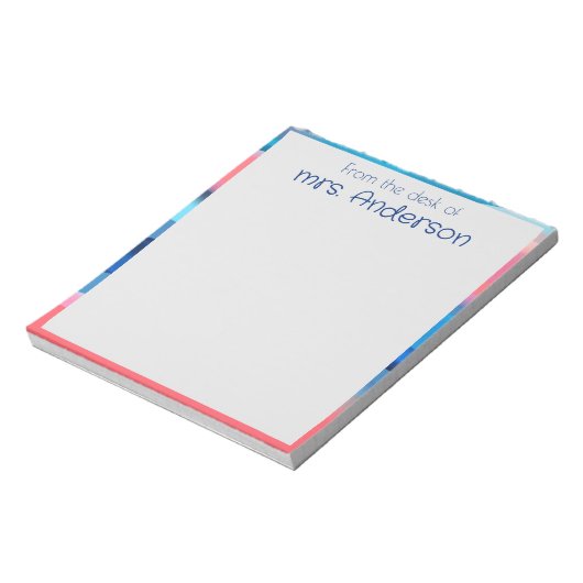 Abstracte gradiënt koraal blauwe rand notitieblok (Linkerzijde)