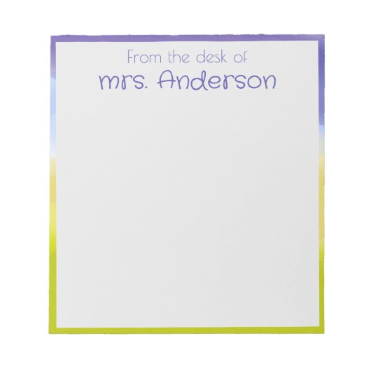 Abstracte gradiënt lavendel limoen groene rand notitieblok (Voorkant)