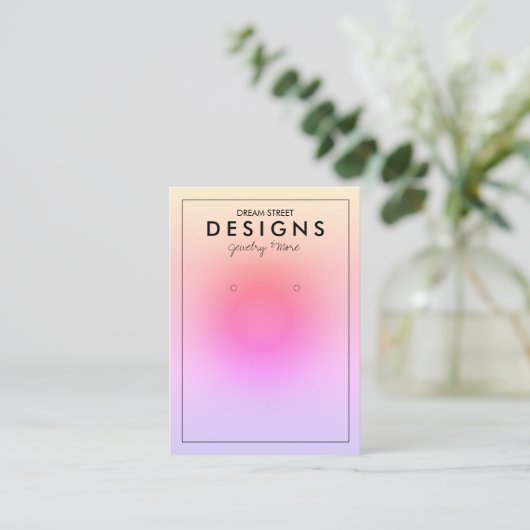 Abstracte Gradient Pink Trendy Oorbel Display Kaar Visitekaartje (Staand voorkant)