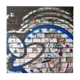 Abstracte graffiti Brick Blue, Red en White Tegeltje