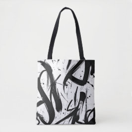 Abstracte Graffiti Canvas tas – Vet Zwart & Wit
