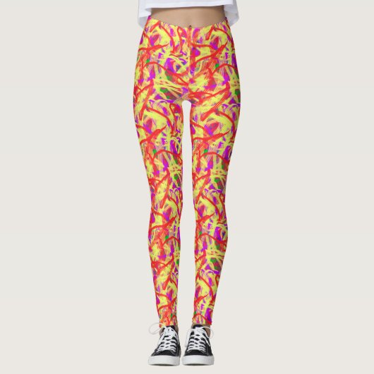 Abstracte Graffiti Heldere Brush Painting Leggings (Voorkant)