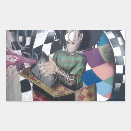 Abstracte graffiti-kunst rechthoekige sticker (Voorkant)