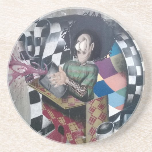 Abstracte graffiti-kunst zandsteen onderzetter (Voorkant)