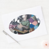 Abstracte Graffiti Kunstwerk Ovale Sticker (Envelop)