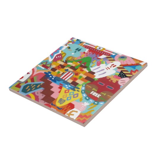 Abstracte graffiti-muurschildering tegeltje (Zijkant)