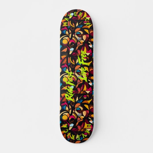 Abstracte Graffiti & Neon Limoen Ride Fast Live gr Persoonlijk Skateboard (Voorkant)