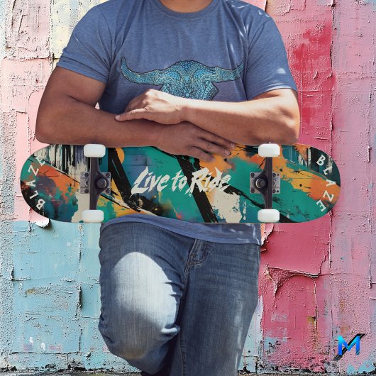 Abstracte Graffiti Pop Art - Live to Ride Motto Persoonlijk Skateboard