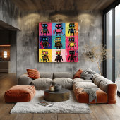 Abstracte Graffiti Robot Kunst raster Vette Kleure Poster