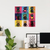 Abstracte Graffiti Robot Kunst raster Vette Kleure Poster (Thuiskantoor)