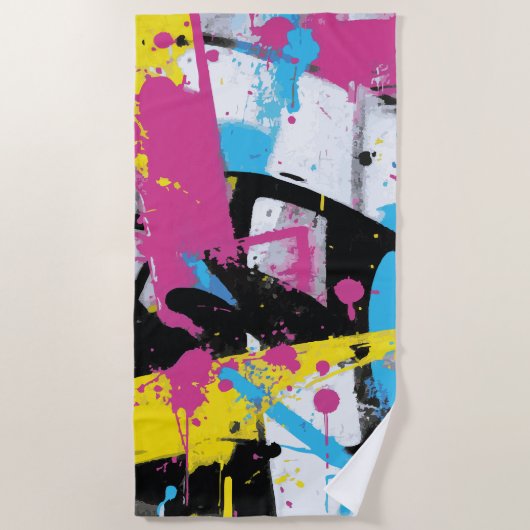 Abstracte Graffiti Spat Urban Pop Art Strandlaken (Voorkant)