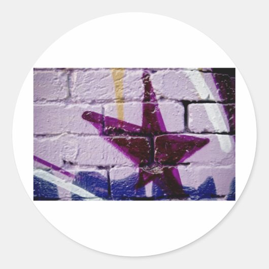 Abstracte Graffiti Star op de getextureerde wand Ronde Sticker (Voorkant)