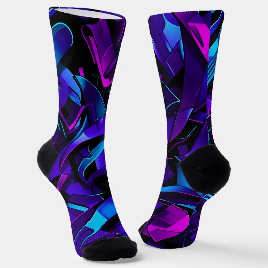 Abstracte Graffiti Street Swirl Sokken (Gebogen)