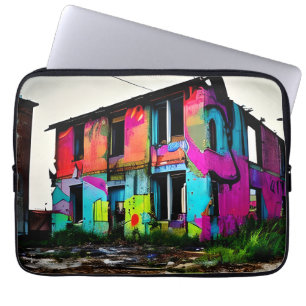 Abstracte graffiti verlaten stadsgebouw laptop sleeve