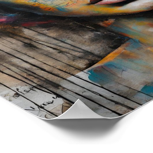 abstracte graffitikunst van Amazon vrouwenportret Poster (Hoek)