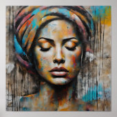 abstracte graffitikunst van Amazon vrouwenportret Poster (Voorkant)