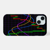 Abstracte grafiek van aandelencandlesticks op zwar iPhone 15 case (Achterkant horizontaal)