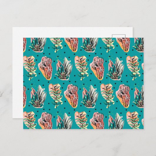 Abstracte grafische cactus Succulent Patroon Briefkaart (Voorkant / Achterkant)